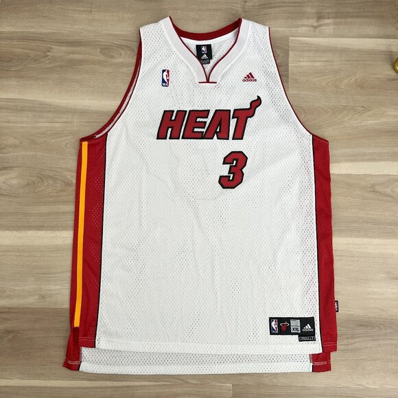 Adidas NBA Miami Heat Dwayne Wade Basketball Jersey White Size 2XL - Picture 1 of 8